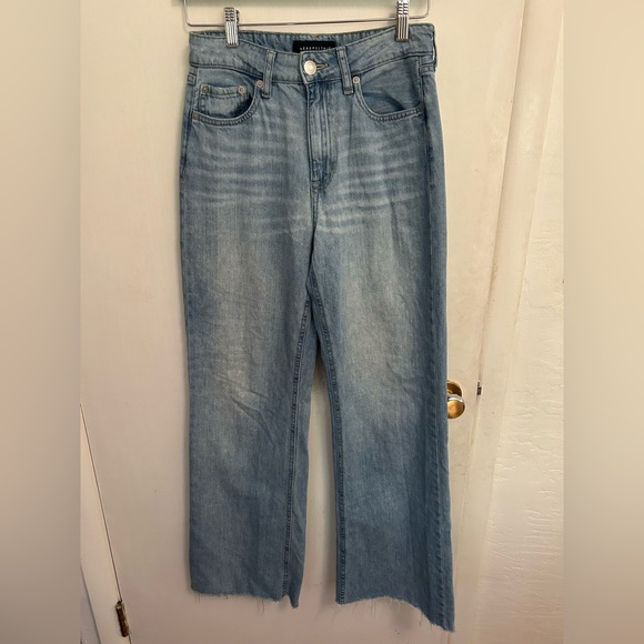 Aeropostale Denim - Aeropostale Jeans High Rise Wide Leg Womens 4 Regular Blue Distressed Hem